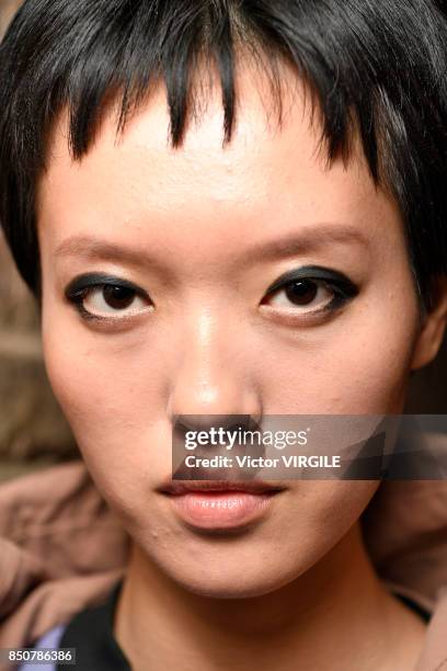 Model backstage at the Tommy Hilfiger Ready to Wear Spring/Summer 2018 fashion show during London Fashion Week September 2017 on September 19, 2017...