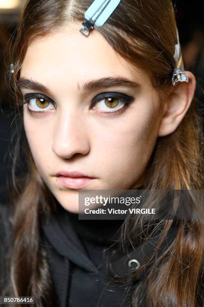 Model backstage at the Tommy Hilfiger Ready to Wear Spring/Summer 2018 fashion show during London Fashion Week September 2017 on September 19, 2017...