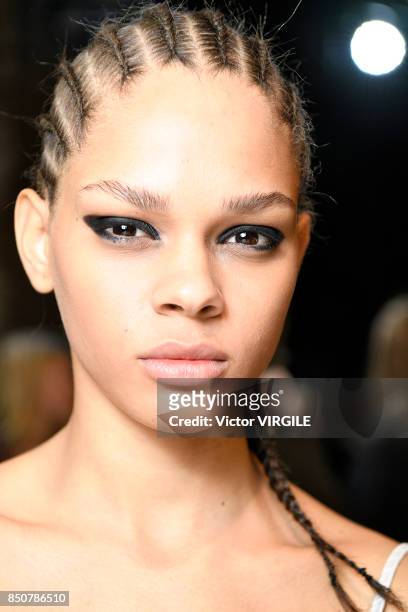 Model backstage at the Tommy Hilfiger Ready to Wear Spring/Summer 2018 fashion show during London Fashion Week September 2017 on September 19, 2017...