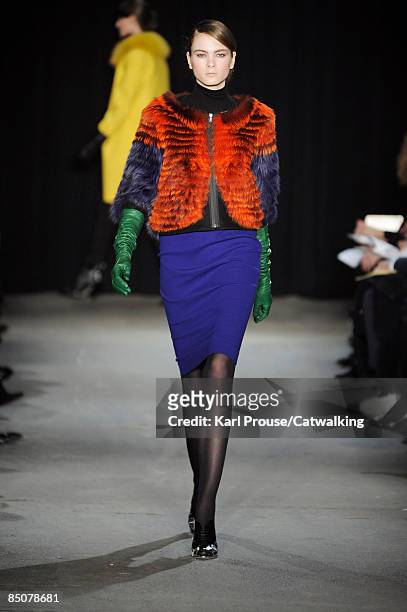 Model walks the runway at the Thakoon Fall 2009 fashion show during Mercedes-Benz Fashion Week at Eyebeam, 540 West 21st Street on February 16, 2009...