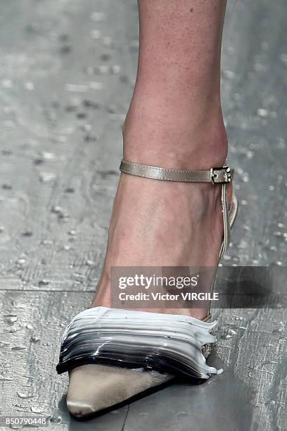 Model walks the runway at the Faustine Steinmentz Ready to Wear Spring/Summer 2018 fashion show during London Fashion Week September 2017 on...