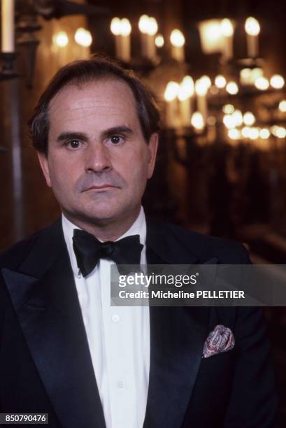 écrivain français Pierre Combescot à l'Opéra de Paris en octobre 1986, France.