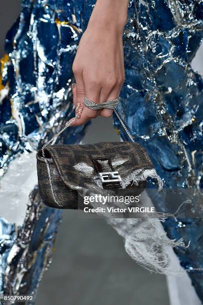 Model walks the runway at the Faustine Steinmentz Ready to Wear Spring/Summer 2018 fashion show during London Fashion Week September 2017 on...