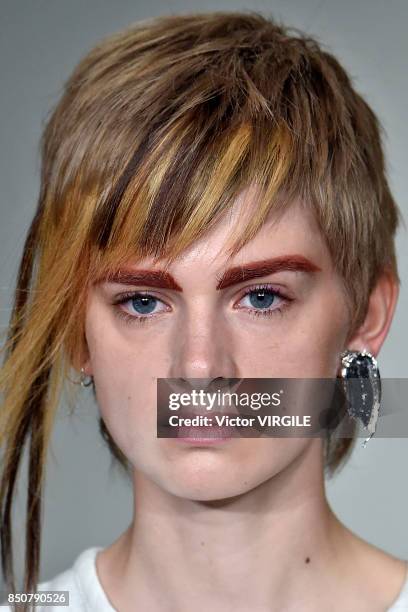 Model walks the runway at the Faustine Steinmentz Ready to Wear Spring/Summer 2018 fashion show during London Fashion Week September 2017 on...