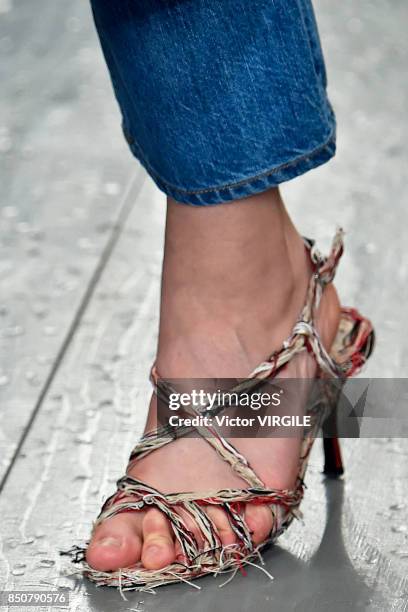 Model walks the runway at the Faustine Steinmentz Ready to Wear Spring/Summer 2018 fashion show during London Fashion Week September 2017 on...