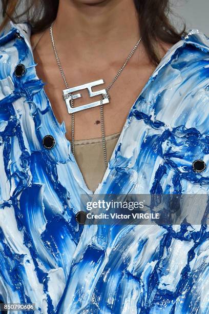 Model walks the runway at the Faustine Steinmentz Ready to Wear Spring/Summer 2018 fashion show during London Fashion Week September 2017 on...