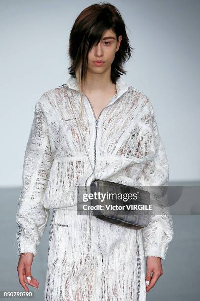 Model walks the runway at the Faustine Steinmentz Ready to Wear Spring/Summer 2018 fashion show during London Fashion Week September 2017 on...