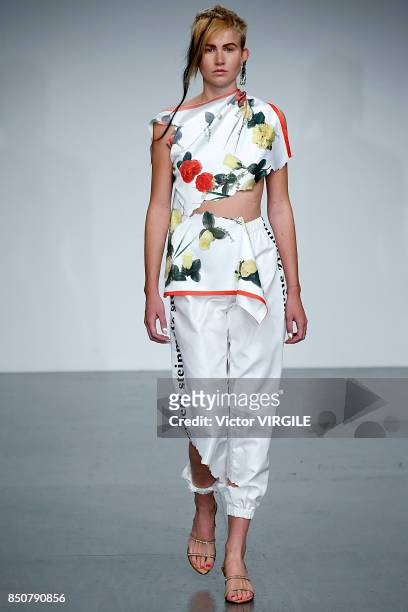 Model walks the runway at the Faustine Steinmentz Ready to Wear Spring/Summer 2018 fashion show during London Fashion Week September 2017 on...