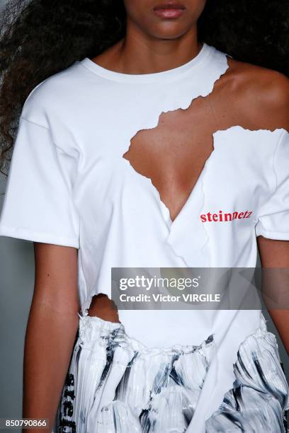 Model walks the runway at the Faustine Steinmentz Ready to Wear Spring/Summer 2018 fashion show during London Fashion Week September 2017 on...