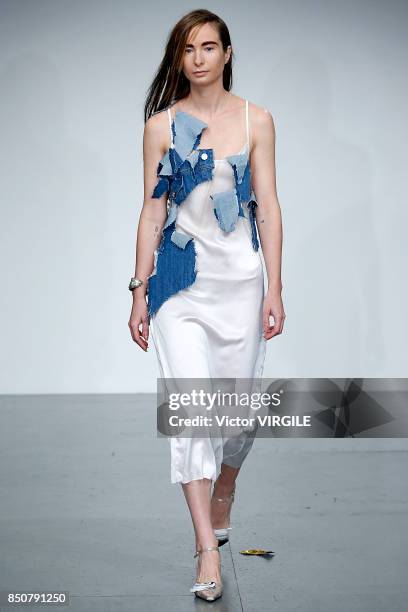 Model walks the runway at the Faustine Steinmentz Ready to Wear Spring/Summer 2018 fashion show during London Fashion Week September 2017 on...