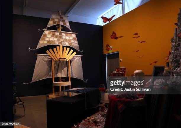 View of the unfinished "Ghost Ship" art installation at the Oakland Museum of California on September 21, 2017 in Oakland, California. Local artists...