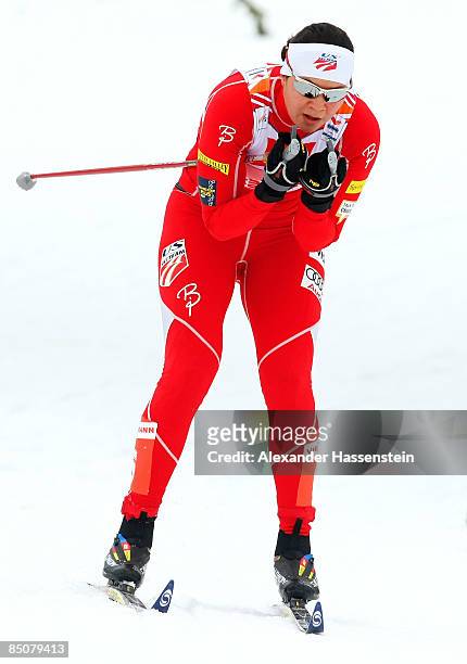 Laura Valaas of USA competes during the Ladies Cross Country Team Sprint at the FIS Nordic World Ski Championships 2009 on February 25, 2009 in...