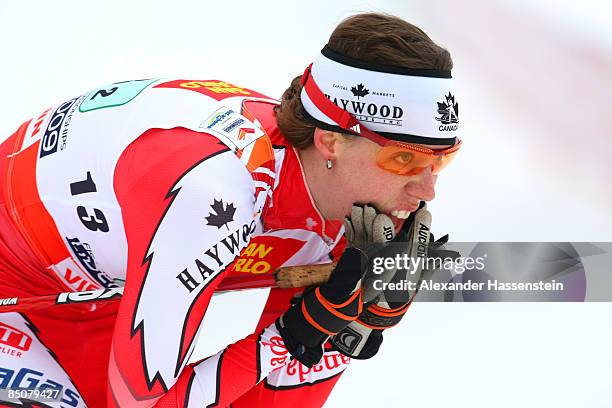 Perianne Green of Canada competes during the Ladies Cross Country Team Sprint at the FIS Nordic World Ski Championships 2009 on February 25, 2009 in...