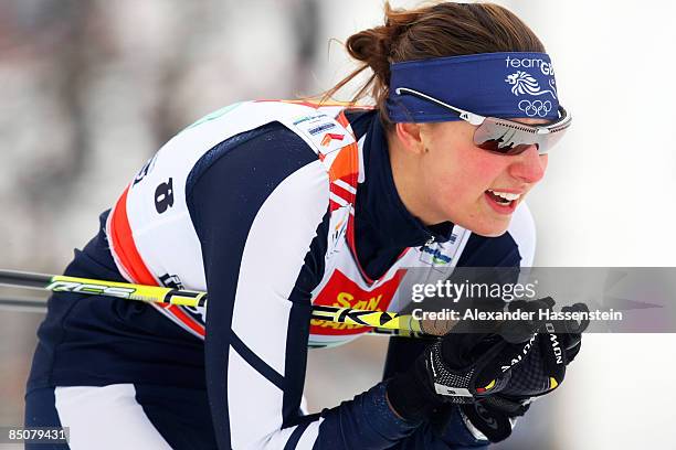 Sarah Young of Great Britain competes during the Ladies Cross Country Team Sprint at the FIS Nordic World Ski Championships 2009 on February 25, 2009...