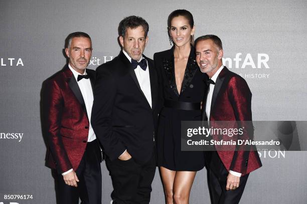 Dean Caten, Kenneth Cole, Dan Caten and Izabel Goulart walk the red carpet of amfAR Gala Milano on September 21, 2017 in Milan, Italy.