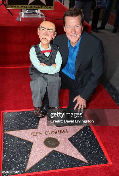 Ventriloquist Jeff Dunham, with Walter, attends his being honored with a Star on the Hollywood Walk of Fame on September 21, 2017 in Hollywood,...