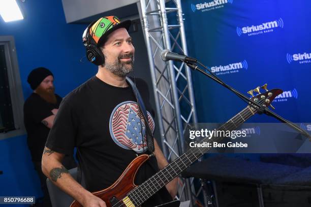 Musician Marc Brownstein of the Disco Biscuits prepares for a record at SiriusXM Studios on September 21, 2017 in New York City.