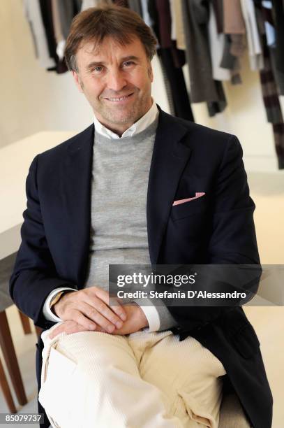 Designer Brunello Cucinelli showcases his Brunello Cucinelli womenswear collection during Milan Fashion Week Autumn/Winter 2009 at the Brunello...