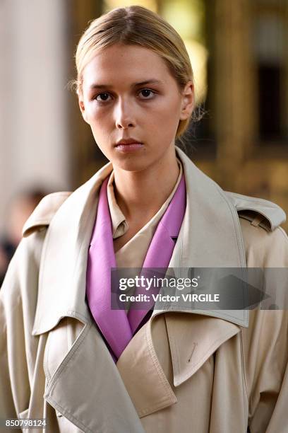 Model walks the runway at the Sharon Wauchob Ready to Wear Spring/Summer 2018 fashion show during London Fashion Week September 2017 on September 19,...