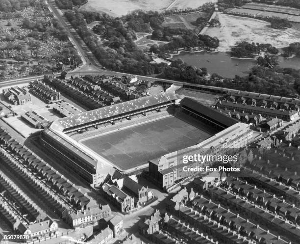 Goodison Park, the home ground of Everton F.C. In Liverpool, circa 1965.