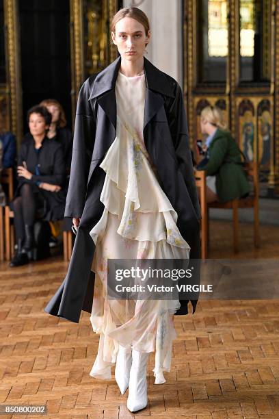 Model walks the runway at the Sharon Wauchob Ready to Wear Spring/Summer 2018 fashion show during London Fashion Week September 2017 on September 19,...