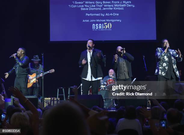 Singers/Songwriters All-4-One performs during NSAI 50 Years of Songs at Ryman Auditorium on September 20, 2017 in Nashville, Tennessee.