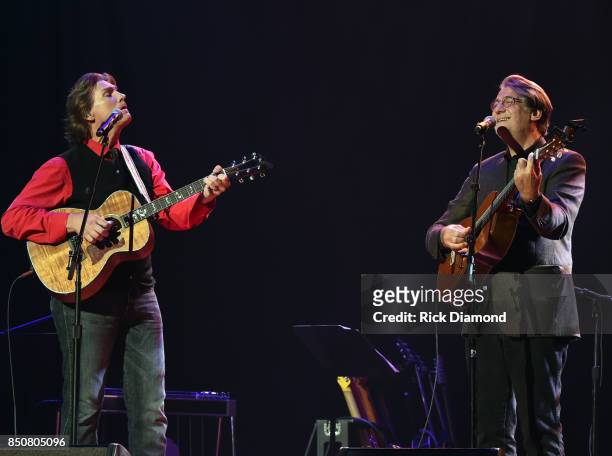 Singers/Songwriters Billy Dean and Richard Leigh perform during NSAI 50 Years of Songs at Ryman Auditorium on September 20, 2017 in Nashville,...