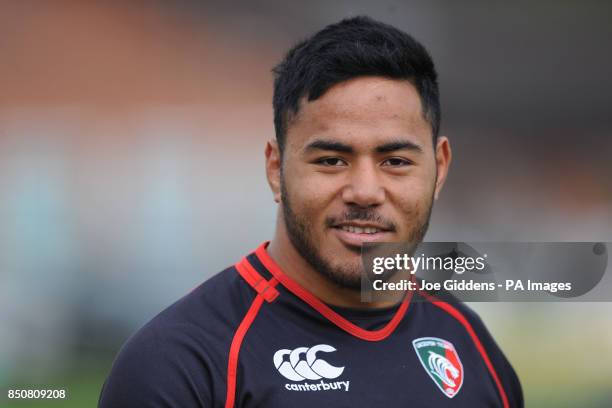 Leicester Tigers' Manu Tuilagi during a Leicester Tigers Media day at Oadby Town FC, Leicester.