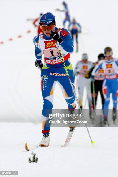 Finland team member Aino-Kaisa Saarinen of Finland on her way to taking 1st place in the FIS Nordic World Ski Championships Cross Country Ladies Free...