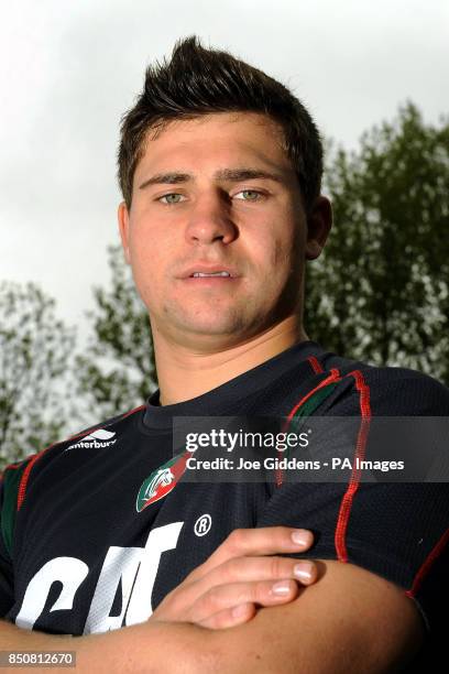 Leicester Tigers' Ben Youngs during a Leicester Tigers Media day at Oadby Town FC, Leicester.