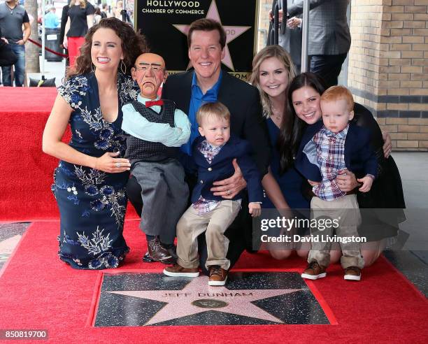 Ventriloquist Jeff Dunham, with family members and puppet Walter, attends his being honored with a Star on the Hollywood Walk of Fame on September...