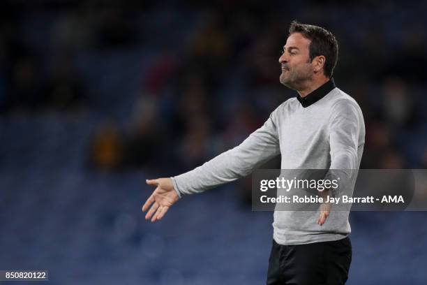 Thomas Christiansen manager / head coach of Leeds United during the Carabao Cup Third Round match between Burnley and Leeds United at Turf Moor on...