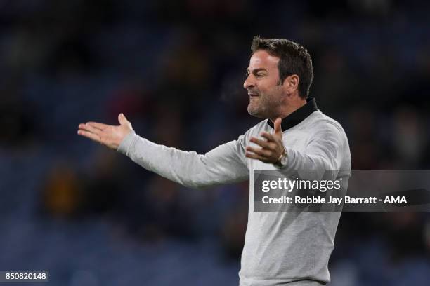 Thomas Christiansen manager / head coach of Leeds United during the Carabao Cup Third Round match between Burnley and Leeds United at Turf Moor on...