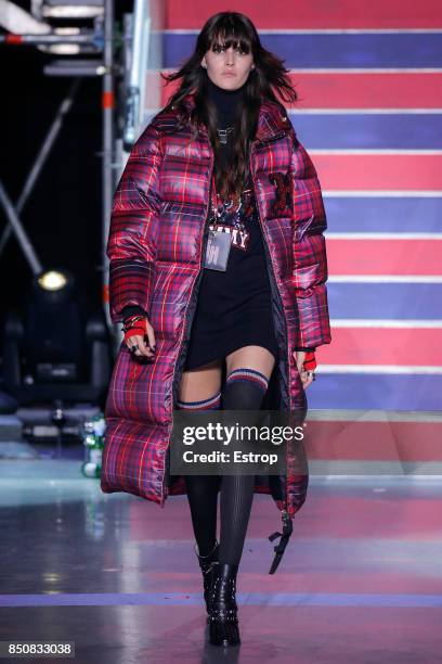 Model walks the runway at the Tommy Hilfiger show during London Fashion Week September 2017 on September 19, 2017 in London, England.