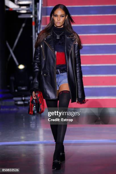 Model walks the runway at the Tommy Hilfiger show during London Fashion Week September 2017 on September 19, 2017 in London, England.