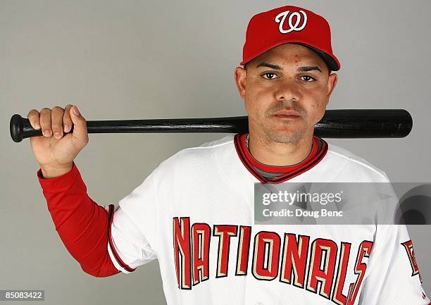 Alex Cintron of the Washington Nationals poses during photo day at Roger Dean Stadium on February 21, 2009 in Viera, Florida.