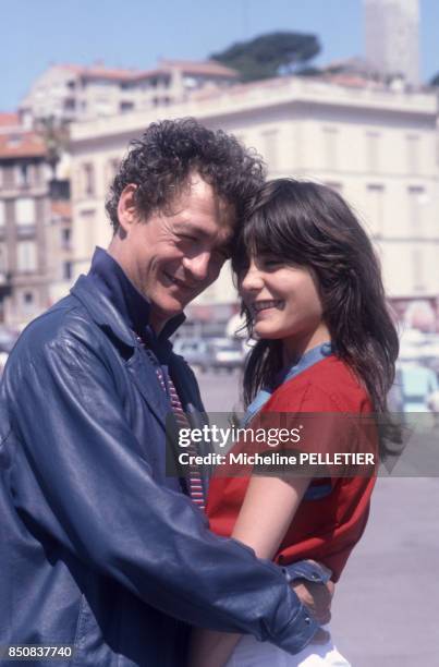 Philippe Léotard et Ariel Besse au Festival de Cannes en mai 1982, France.