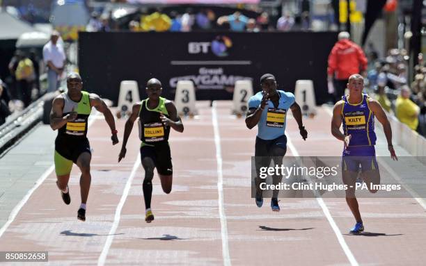 Great Britain's Mark Lewis Francis St Kitt's and Nevis' Kim Collins Great Britain's Harry Aikines-Aryeetey and Richard Kilty compete in the men's...