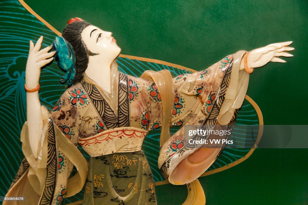 Painted jade carving of a Chinese woman
