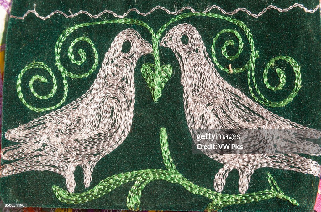 Embroidered birds on a bag, Shakhrisabz, Uzbekistan