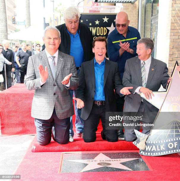 Hollywood Chamber of Commerce Chair of the Board Jeff Zarrinnam, TV host Jay Leno, ventriloquist Jeff Dunham, comedian Howie Mandel and Hollywood...