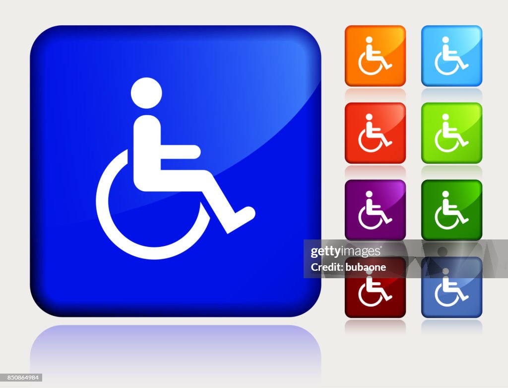 Wheelchair Disability on Blue Sticker Button