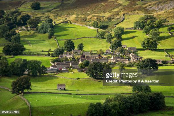 the village of healaugh, swaledale, yorkshire dales, england - village stock pictures, royalty-free photos & images