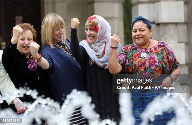 Nobel Laureates Shirin Ebadi, Jody Williams, Tawakkol Karman, Rigoberta Menchu Tum arriving at Belfast City H to attend the fourth biennial...