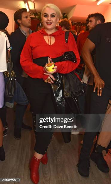 Felicity Hayward attends the Starbucks x Skinnydip PSL Season party at 29 Neal Street on September 21, 2017 in London, England.