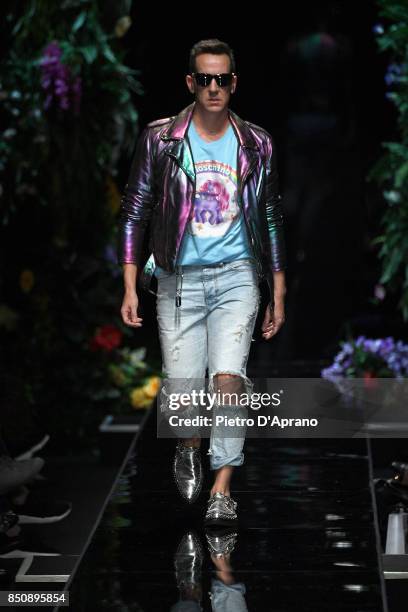Designer Jeremy Scott walks the runway at the Moschino show during Milan Fashion Week Spring/Summer 2018 on September 21, 2017 in Milan, Italy.