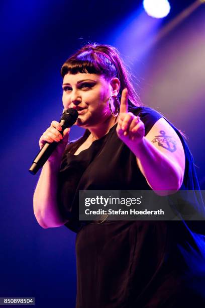 Singer Beth Ditto performs live on stage during a concert at Huxleys Neue Welt on September 21, 2017 in Berlin, Germany.