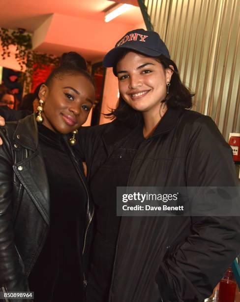 Emma Breschi and guest attend the Starbucks x Skinnydip PSL Season party at 29 Neal Street on September 21, 2017 in London, England.