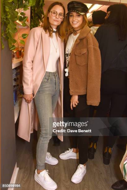 Charlotte de Carle and Danielle Peazer attend the Starbucks x Skinnydip PSL Season party at 29 Neal Street on September 21, 2017 in London, England.