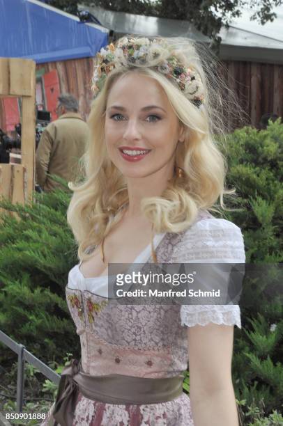 Silvia Schneider poses during the opening of Wiener Wiesn-Fest 2017 at Kaiserwiese on September 21, 2017 in Vienna, Austria.